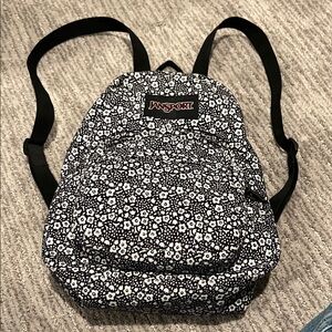 Jansport Black and White Mini Floral Print Backpack